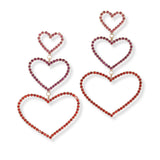 100741, TRIPLE HEART CRYSTAL RHINESTONE DANGLE EARRING