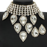 100743, TEARDROP RHINESTONE ACCENT CHOKER NECKLACE