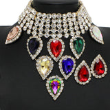 100743, TEARDROP RHINESTONE ACCENT CHOKER NECKLACE