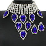 100743, TEARDROP RHINESTONE ACCENT CHOKER NECKLACE