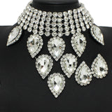 100743, TEARDROP RHINESTONE ACCENT CHOKER NECKLACE