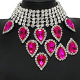 100743, TEARDROP RHINESTONE ACCENT CHOKER NECKLACE