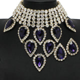 100743, TEARDROP RHINESTONE ACCENT CHOKER NECKLACE