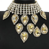 100743, TEARDROP RHINESTONE ACCENT CHOKER NECKLACE