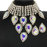 100743, TEARDROP RHINESTONE ACCENT CHOKER NECKLACE