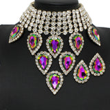 100743, TEARDROP RHINESTONE ACCENT CHOKER NECKLACE