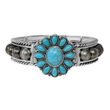100753, WESTERN CONCHO TURQUOISE STONE WITH NAVAJO BEAD STRETCH BRACELET