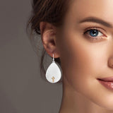 100759, DAINTY CROSS ACCENT HAMMERED TEARDROP DANGLE EARRING