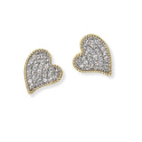100791, 14K GOLD PLATED HEART CUBIC ZIRCONIA STUD EARRING