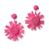 100806, RAFFIA SUNFLOWER DANGLE EARRING