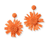 100806, RAFFIA SUNFLOWER DANGLE EARRING