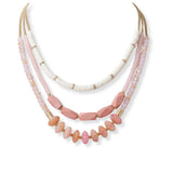 100814, WOOD WITH RESIN BEADED MULTI LAYERED NECKLACE