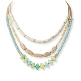 100814, WOOD WITH RESIN BEADED MULTI LAYERED NECKLACE