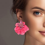100831, RHINESTONE ACCENT FLOWER PETAL EARRING