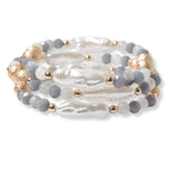 Freshwater Pearl Multi Layered Beaded Stretch Bracelet - view 2
