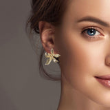100851, GOLD DIPPED FLOWER BRASS STUD EARRING