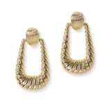Gold Dipped, Geometric Metal Brass Earring - view 2