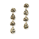 Gold Dipped, Geometric Hammered Metal Brass Dangle Earring - view 2