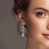 Gold Dipped, Geometric Hammered Metal Brass Dangle Earring
