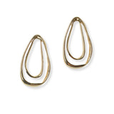 Gold Dipped, Geometric Brass Post Earring - view 2