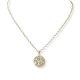 100856, GEOMETRIC MOTHER OF PEARL ACCENT PENDANT NECKLACE