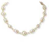 100858, 14K GOLD PLATED, DESIGNER INSPIRED PEARL NECKLACE