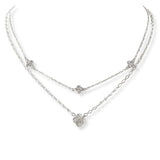 100865, DAINTY CLOVER RHINESTONE DOUBLE LAYERED NECKLACE