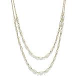 100896, DAINTY RECTANGLE ACCENT DOUBLE LAYERED NECKLACE