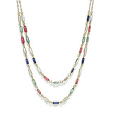 100896, DAINTY RECTANGLE ACCENT DOUBLE LAYERED NECKLACE