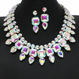 100922, GEOMETRIC RHINESTONE EVENING NECKLACE SET