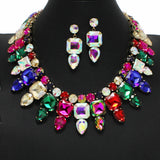 100922, GEOMETRIC RHINESTONE EVENING NECKLACE SET