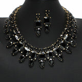 100922, GEOMETRIC RHINESTONE EVENING NECKLACE SET
