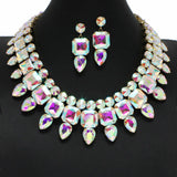 100922, GEOMETRIC RHINESTONE EVENING NECKLACE SET