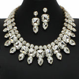 100922, GEOMETRIC RHINESTONE EVENING NECKLACE SET