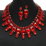 100922, GEOMETRIC RHINESTONE EVENING NECKLACE SET