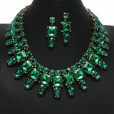 100922, GEOMETRIC RHINESTONE EVENING NECKLACE SET