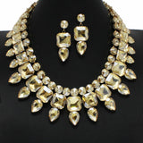 100922, GEOMETRIC RHINESTONE EVENING NECKLACE SET
