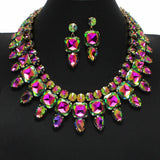 100922, GEOMETRIC RHINESTONE EVENING NECKLACE SET
