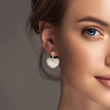 100929, MOTHER OF PEARL HEART DANGLE DESIGNER INSPIRED EARRING