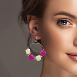 100935, GEOMETRIC WOOD BEADED EARRING