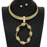 100945, TWISTED OVAL SHAPE METAL CHOKER NECKLACE