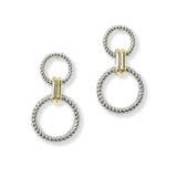 100961, 14K GOLD PLATED, DESIGNER INSPIRED DOUBLE HOOP EARRING