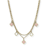 100980, ENAMEL CLOVER CHARM DOUBLE LAYERED NECKLACE