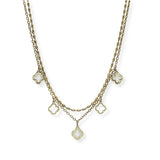 100980, ENAMEL CLOVER CHARM DOUBLE LAYERED NECKLACE