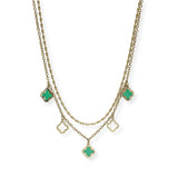 100980, ENAMEL CLOVER CHARM DOUBLE LAYERED NECKLACE