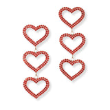 100893, TRIPLE HEART CRYSTAL RHINESTONE DROP DANGLE EARRING