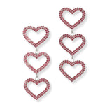 100893, TRIPLE HEART CRYSTAL RHINESTONE DROP DANGLE EARRING
