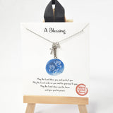 100994, GOLD DIPPED, "A BLESSING" DAINTY CROSS & CUBIC ZIRCONIA CHARM NECKLACE