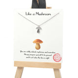 100999, GOLD DIPPED, "LIKE A MUSHROOM" DAINTY MUSHROOM CUBIC ZIRCONIA NECKLACE