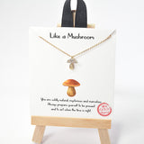 100999, GOLD DIPPED, "LIKE A MUSHROOM" DAINTY MUSHROOM CUBIC ZIRCONIA NECKLACE